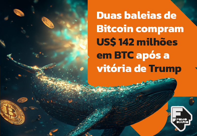 Duas baleias de Bitcoin compram US$ 142 milhões em BTC após a vitória de Trump