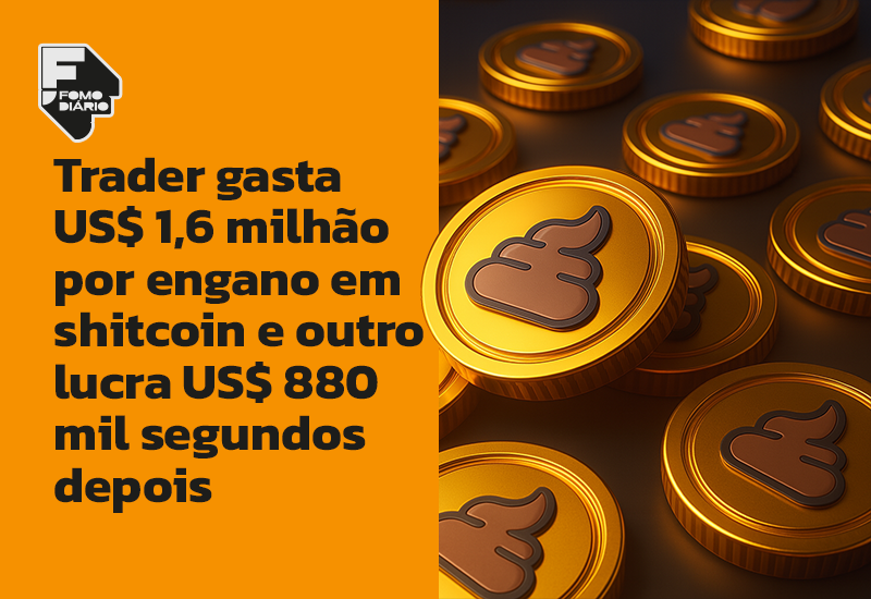 Trader gasta US$ 1,6 milhão por engano em shitcoin e outro lucra US$ 880 mil segundos depois